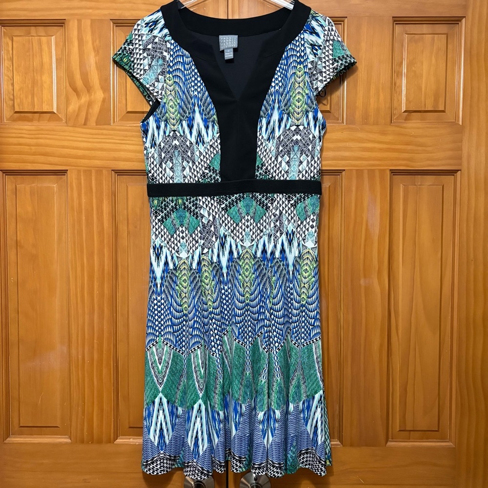 Rabbit Rabbit Rabbit Blue, Green & Black A-Line Dress
